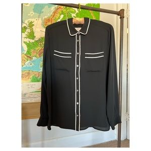 Black Blouse with White Piping